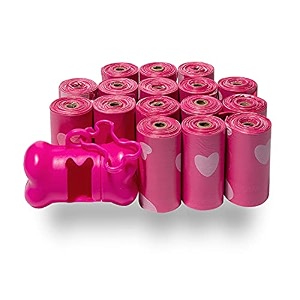 good habit by best pet supplies - 15 micron thick waste poop bags refill rolls with dispenser - light scented pink heart 240 bags