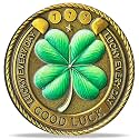 Good Luck Coin with Four Leaf Clover &amp; Elephant – Motivational Lucky Charm for Prosperity and Success, Lottery Ticket Scratcher Tool