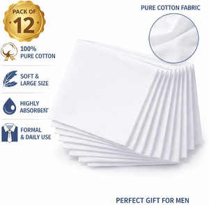 Good Shopkeeper Premium White Cotton Handkerchiefs for