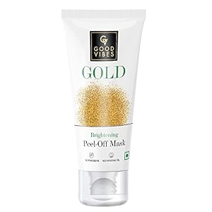 good vibes gold brightening peel off mask 50 g deep pore cleansing peel-off face mask for all skin types anti-bacterial amp helps remove acne no parabens sulphates amp mineral oils