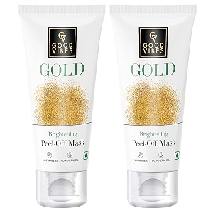 good vibes gold brightening peel off mask 50 g pack of 2  deep pore cleansing peel-off face mask for all skin types anti-bacterial amp helps remove acne no parabens sulphates amp mineral oils
