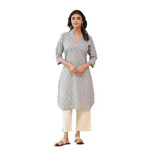 GOODHAND Women Cotton Block Printed Kurta Straight