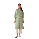GOODHAND Women Cotton Block Printed Kurta Straight