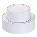 Goodluck 120PCS Gold Plastic Plates, Heavy Duty Disposable Gold Plates