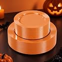 Goodluck 120PCS Orange Plastic Plates, Heavy Duty Orange Plates