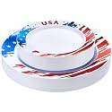 Goodluck 4th of July Plastic Plates, 60Pcs Patriotic Red White and Blue