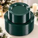 Goodluck 200PCS Green Plastic Plates, Heavy Duty Green Plates