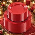 Goodluck 200PCS Red Plastic Plates, Heavy Duty Red Plates