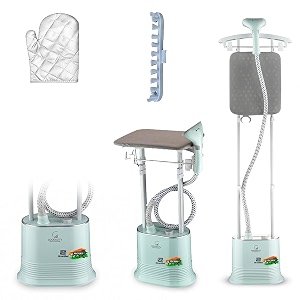 goodscity standing iron steamer for clothes - 2000w garment steamer for clothes - double pole with adjustable height iron board steaming upto 35gmin 17 ltr water tank 1 yr warranty