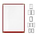 Goodsmart Restaurant Menu Covers – 25 Pack Red 2-View, Top-Loading Menu Holders, Vinyl &amp; Plastic Café Menu Covers, Clear Menu Sleeves, Fits 8.5" x 11", Leather-Style Design, Gold Corners