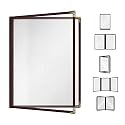 Goodsmart Restaurant Menu Covers - 25 Pack Brown 8.5" x 11", 2-Page/4-View, Side-Loading Vinyl Menu Holders, Clear Sleeves, Double-Stitched Edge, Leather-Style Café Menu Covers with Gold Corners