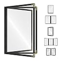 Goodsmart Restaurant Menu Covers – 25 Pack Black 6-View Booklet 8.5" x 14", Side-Loading Vinyl &amp; Plastic Menu Holders, Clear Menu Sleeves, Leather-Style Café Covers with Gold Corners