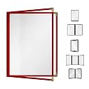 Goodsmart Restaurant Menu Covers - 25 Pack Red 2-Page/4-View 8.5" x 11", Side-Loading Vinyl Menu Holders, Clear Sleeves, Double-Stitched Edge, Leather-Style Café Menu Covers with Gold Corners