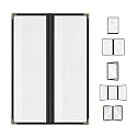 Goodsmart Restaurant Menu Covers - 25 Pack Black 2 Pages / 4 Views 4.25" x 14", Top-Loading Vinyl Menu Holders with Clear Sleeves, Double-Stitched Edge, Leather-Style Café Covers with Gold Corners