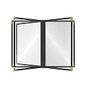 Goodsmart Restaurant Menu Covers – 25 Pack Black 10-View 8.5" x 14" Cafe Menu Holders, Side-Loading Vinyl Covers with Clear Sleeves, Plastic &amp; Leather-Style Menu Covers with Gold Corners