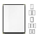 Goodsmart Restaurant Menu Covers – 25 Pack Black 2-View, Top-Loading Menu Holders, Vinyl &amp; Plastic Café Menu Covers, Clear Menu Sleeves, Fits 8.5" x 11", Leather-Style Design, Gold Corners