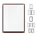 Goodsmart Restaurant Menu Covers – 25 Pack Burgundy 2-View, Top-Loading Menu Holders, Vinyl &amp; Plastic Café Menu Covers, Clear Menu Sleeves, Fits 8.5" x 11", Leather-Style Design, Gold Corners