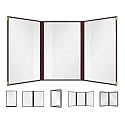 Goodsmart Restaurant Menu Covers – 25 Pack Burgundy 6-View Trifold 8.5" x 14", Side-Loading Vinyl &amp; Plastic Menu Holders, Clear Menu Sleeves, Leather-Style Café Covers with Gold Corners