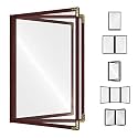 Goodsmart Restaurant Menu Covers – 25 Pack Burgundy 6-View Booklet 5.5" x 8.5", Side-Loading Vinyl &amp; Plastic Menu Holders, Clear Menu Sleeves, Leather-Style Café Covers with Gold Corners