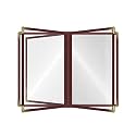 Goodsmart Restaurant Menu Covers – 25 Pack Burgundy 10-View 8.5" x 14" Cafe Menu Holders, Side-Loading Vinyl Covers with Clear Sleeves, Plastic &amp; Leather-Style Menu Covers with Gold Corners