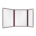 Goodsmart Restaurant Menu Covers – 25 Pack Burgundy 6 Views Trifold, Side-Loading Menu Holders, Vinyl &amp; Plastic Café Menu Covers, Clear Menu Sleeves, Fits 8.5" x 11" &amp; 4.25" x 11", Gold Corners