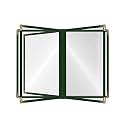Goodsmart Restaurant Menu Covers – 25 Pack Green 10-View 8.5" x 14" Cafe Menu Holders, Side-Loading Vinyl Covers with Clear Sleeves, Plastic &amp; Leather-Style Menu Covers with Gold Corners