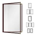 Goodsmart Restaurant Menu Covers – 25 Pack Burgundy 4-View 8.5" x 14", Side-Loading Vinyl &amp; Plastic Menu Holders, Clear Menu Sleeves, Leather-Style Café Covers with Gold Corners