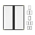 Goodsmart Restaurant Menu Covers - 25 Pack Black 2-Page/4-View 4.25" x 11", Top-Loading Vinyl Menu Holders with Clear Sleeves, Double-Stitched Edge, Leather-Style Café Covers with Gold Corners