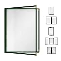 Goodsmart Restaurant Menu Covers - 25 Pack Green2-Page/4-View 8.5" x 11", Side-Loading Vinyl Menu Holders, Clear Sleeves, Double-Stitched Edge, Leather-Style Café Menu Covers with Gold Corners