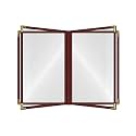 Goodsmart Restaurant Menu Covers – 25 Pack Burgundy 8-View Booklet 8.5" x 14", Side-Loading Vinyl & Plastic Menu Holders, Clear Menu Sleeves, Leather-Style Café Covers with Gold Corners