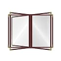 Goodsmart Restaurant Menu Covers – 25 Pack Burgundy 10-View 8.5" x 11" Cafe Menu Holders, Side-Loading Vinyl Covers with Clear Sleeves, Plastic &amp; Leather-Style Menu Covers with Gold Corners