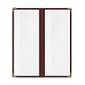 Goodsmart Restaurant Menu Covers - 25 Pack Burgundy 2-Page/4-View 4.25" x 11", Top-Loading Vinyl Menu Holders with Clear Sleeves, Double-Stitched Edge, Leather-Style Café Covers with Gold Corners