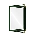 Goodsmart Restaurant Menu Covers – 25 Pack Green 6-View Booklet 8.5" x 14", Side-Loading Vinyl &amp; Plastic Menu Holders, Clear Menu Sleeves, Leather-Style Café Covers with Gold Corners