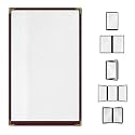 Goodsmart Restaurant Menu Covers – 25 Pack Burgundy 2-View, Top-Loading Menu Holders, Vinyl &amp; Plastic Café Menu Covers, Clear Menu Sleeves, Fits 8.5" x 14", Leather-Style Design, Gold Corners
