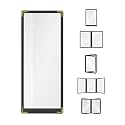 Goodsmart Restaurant Menu Covers - Black, 25 Pack, 4.25" x 11", 1-Page/2-View, Top-Loading Vinyl Menu Holders with Clear Sleeves, Double-Stitched Edge, Leather-Style Café Covers with Gold Corners
