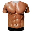 Goodstoworld Unisex 3D Fake Abs T Shirts Shredded Chest Printed Short Sleeve Costume Novelty Tees Shirt