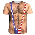 Goodstoworld Unisex 3D Fake Abs T Shirts Shredded Chest Printed Short Sleeve Costume Novelty Tees Shirt
