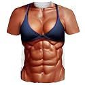 Goodstoworld Unisex 3D Fake Abs T Shirts Shredded Chest Printed Short Sleeve Costume Novelty Tees Shirt