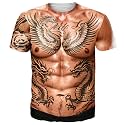 Goodstoworld Unisex 3D Fake Abs T Shirts Shredded Chest Printed Short Sleeve Costume Novelty Tees Shirt