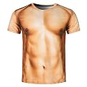Goodstoworld Unisex 3D Fake Abs T Shirts Shredded Chest Printed Short Sleeve Costume Novelty Tees Shirt