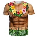 Goodstoworld Unisex 3D Fake Abs T Shirts Shredded Chest Printed Short Sleeve Costume Novelty Tees Shirt