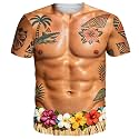 Goodstoworld Unisex 3D Fake Abs T Shirts Shredded Chest Printed Short Sleeve Costume Novelty Tees Shirt