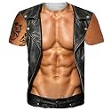 Goodstoworld Unisex 3D Fake Abs T Shirts Shredded Chest Printed Short Sleeve Costume Novelty Tees Shirt
