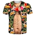 Goodstoworld Unisex 3D Fake Abs T Shirts Shredded Chest Printed Short Sleeve Costume Novelty Tees Shirt