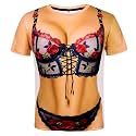 Goodstoworld Unisex 3D Fake Abs T Shirts Shredded Chest Printed Short Sleeve Costume Novelty Tees Shirt