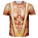Goodstoworld Unisex 3D Fake Abs T Shirts Shredded Chest Printed Short Sleeve Costume Novelty Tees Shirt