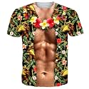 Goodstoworld Unisex 3D Fake Abs T Shirts Shredded Chest Printed Short Sleeve Costume Novelty Tees Shirt