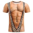 Goodstoworld Unisex 3D Fake Abs T Shirts Shredded Chest Printed Short Sleeve Costume Novelty Tees Shirt
