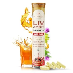 liver detox effervescent tablets milk thistle silymarin kalmegh dandelion l carnitine turmeric matcha acv blend fizzy detox drink for digestion metabolism wellness support 15 tablets