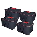 Goodwill Tech Big Storage Nylon Moisture Proof Bag with Zippered Closure for Blanket,Bed Sheets,Clothes (57 x 48 x 32 cm, Black) (Pack of 4)